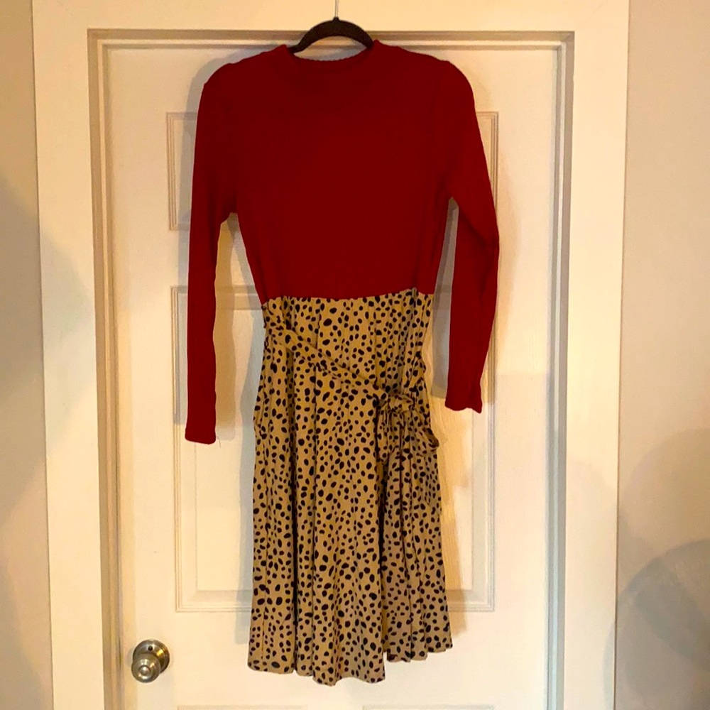 Red and cheetah/leopard spot boutique dress